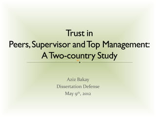 Aziz Bakay
Dissertation Defense
    May 9th, 2012
 