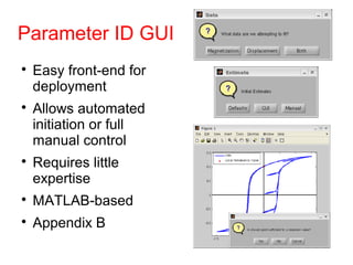 Parameter ID GUI

Easy front-end for
deployment

Allows automated
initiation or full
manual control

Requires little
expertise

MATLAB-based

Appendix B
 