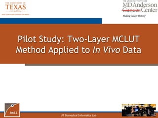 UT Biomedical Informatics Lab
Pilot Study: Two-Layer MCLUT
Method Applied to In Vivo Data
 
