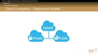 Resource Mapping Optimization for Distributed Cloud Services
Introduction
Preliminary Information
Cloud Computing – Deployment Models
 