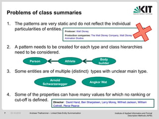 Institute of Applied Informatics and Formal
Description Methods (AIFB)
7
Problems of class summaries
1. The patterns are v...