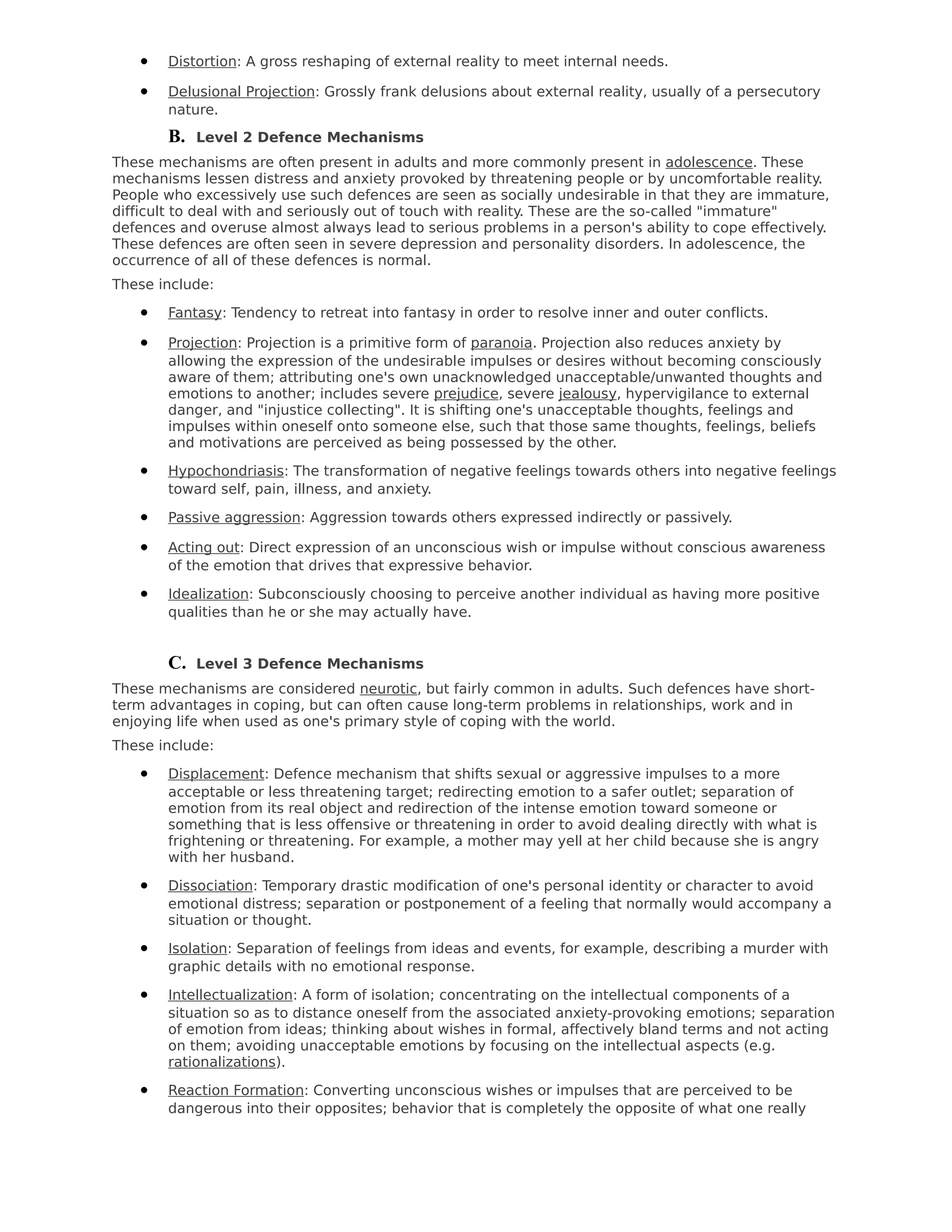 Defense Mechanisms Ego