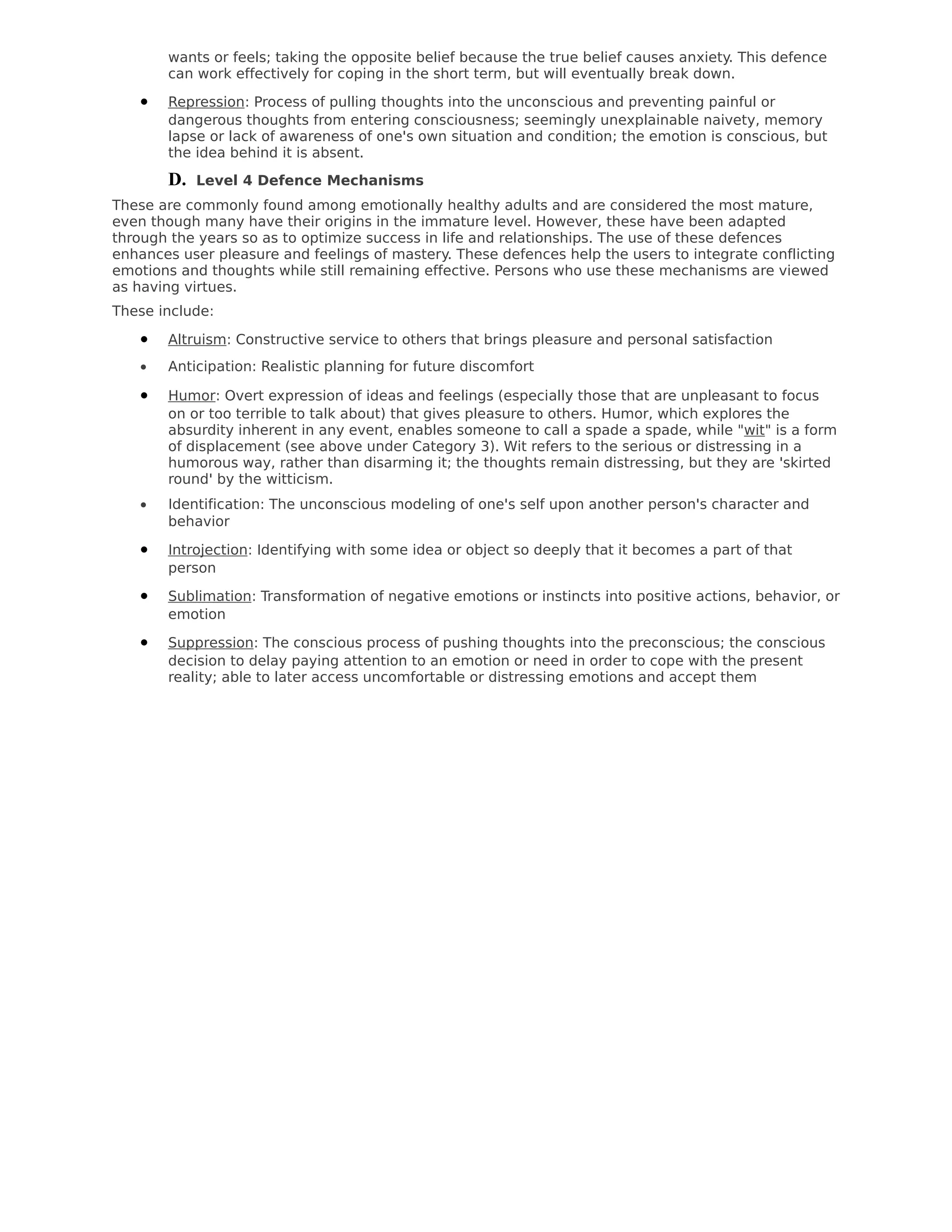 Defense Mechanisms Ego