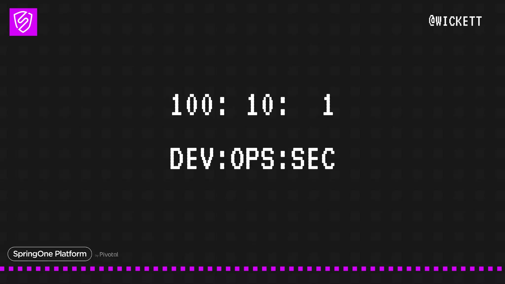 @WICKETT
100: 10: 1
DEV:OPS:SEC
 