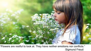 “Flowers are restful to look at. They have neither emotions nor conflicts.”
Sigmund Freud
 