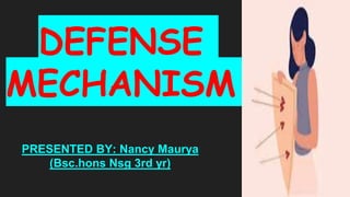 DEFENSE
MECHANISM
PRESENTED BY: Nancy Maurya
(Bsc.hons Nsg 3rd yr)
 