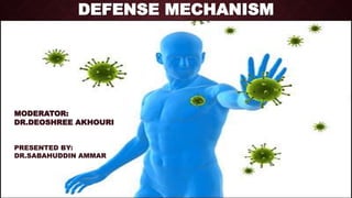 DEFENSE MECHANISM
PRESENTED BY:
DR.SABAHUDDIN AMMAR
MODERATOR:
DR.DEOSHREE AKHOURI
 