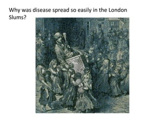 Why was disease spread so easily in the London Slums? 