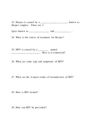 Defense Mechanisms and STD Worksheet1. Non-specific external | DOCX
