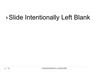 12
Slide Intentionally Left Blank
HARVEERSIR for GSSCORE
 