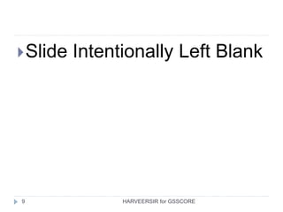 9
Slide Intentionally Left Blank
HARVEERSIR for GSSCORE
 