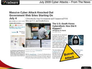 July 2009 Cyber Attacks – From The News
Slide 5
 