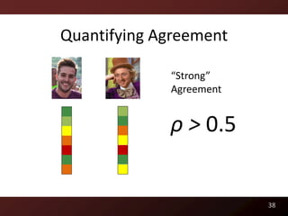 Quantifying Agreement

             “Strong”
             Agreement


             ρ > 0.5


                         38
 