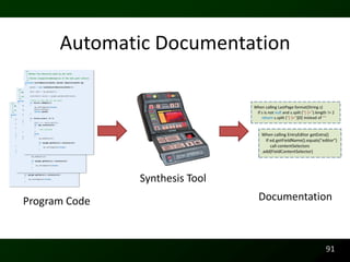 Automatic Documentation




               Synthesis Tool
Program Code                    Documentation



                                           91
 
