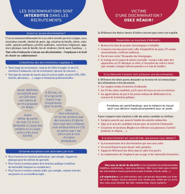 Defenseur Des Droits Candidat A L Emploi Faites Respecter