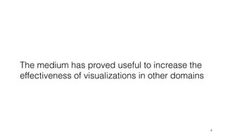 4
The medium has proved useful to increase the
effectiveness of visualizations in other domains
 