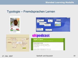 Typologie – Fremdsprachen Lernen Sankofi und Szucsich   Blended Learning Modelle 27. Okt. 2007 