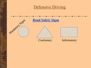 Road Safety Signs
Cautionary Informatory
Defensive Driving
 