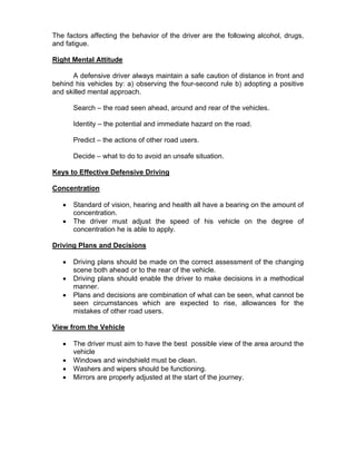 Defensive Driving | PDF