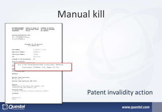 Manual kill
Patent invalidity action
 