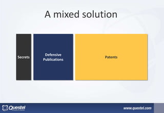 PatentsSecrets
Defensive
Publications
A mixed solution
 