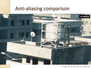 Anti-aliasing comparison




                    Image from source 21, slide 45
 