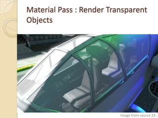 Material Pass : Render Transparent
Objects




                          Image from source 23
 