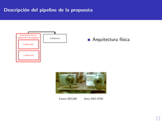 21
Descripci´on del pipeline de la propuesta
Arquitectura f´ısica
Canon SD1200 Sony DSC-S750
 