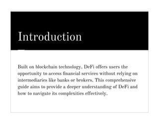 DeFi: A Comprehensive Guide to Navigating Decentralized Finance | PDF