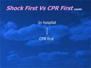 In hospital
CPR first
Shock First Vs CPR First contd..
 