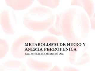 METABOLISMO DE HIERO Y ANEMIA FERROPENICA Raúl Hernández Montes de Oca 