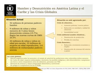 Situación de las deficiencias nutriconales en América Latina y el Caribe. Estrategias de Intervención