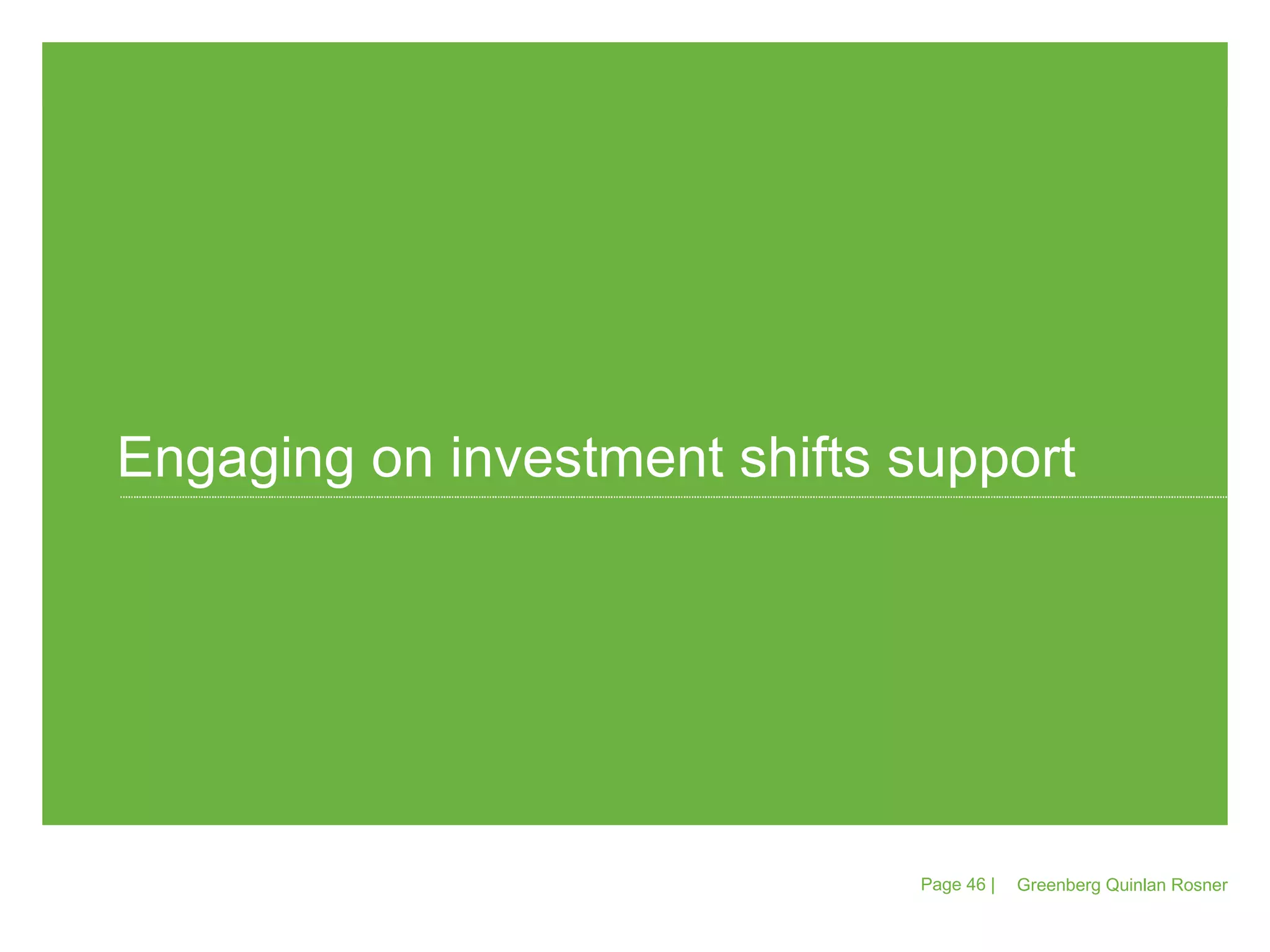 Greenberg Quinlan Rosner Page   |  Engaging on investment shifts support 