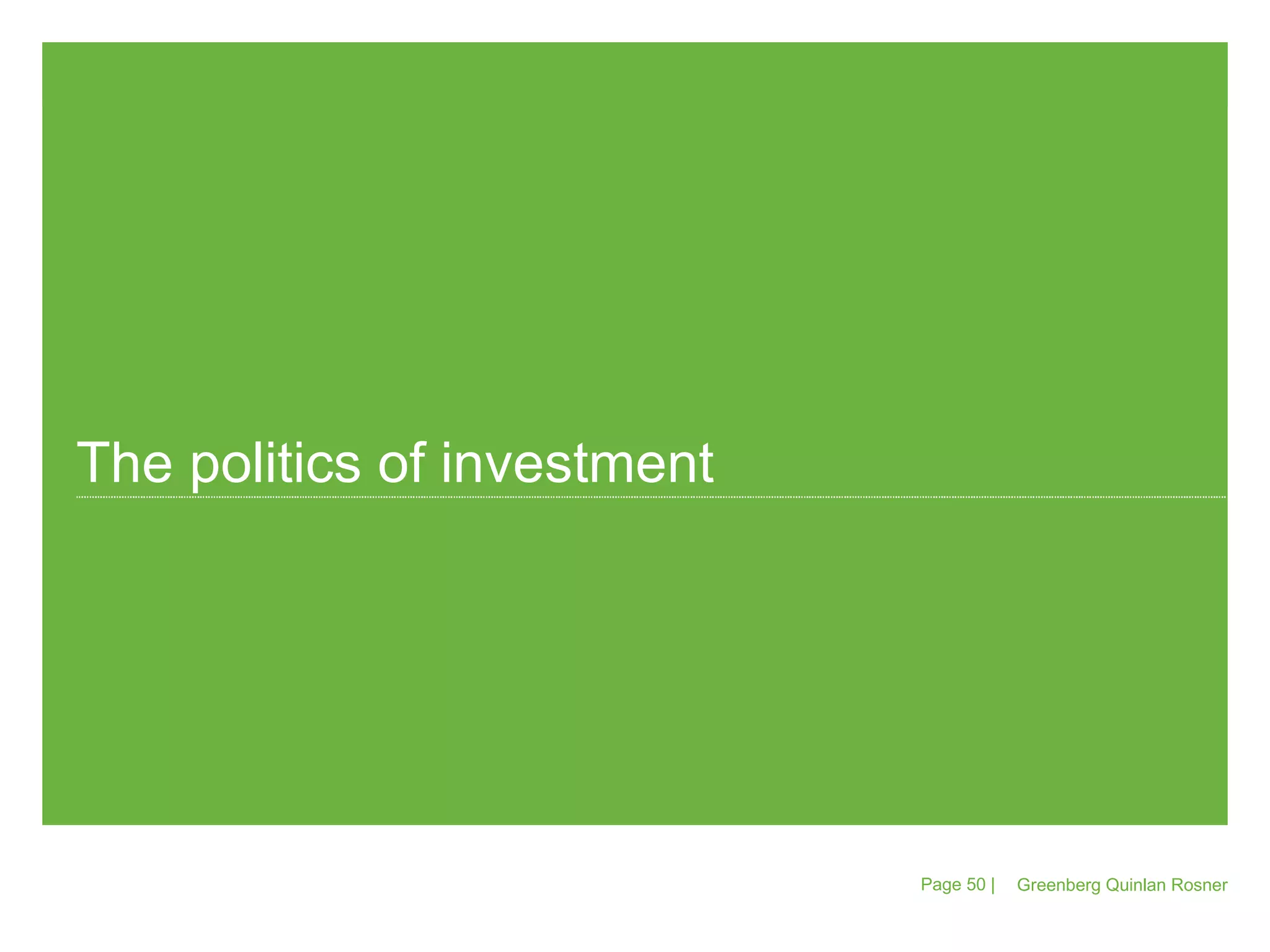 Greenberg Quinlan Rosner Page   |  The politics of investment 