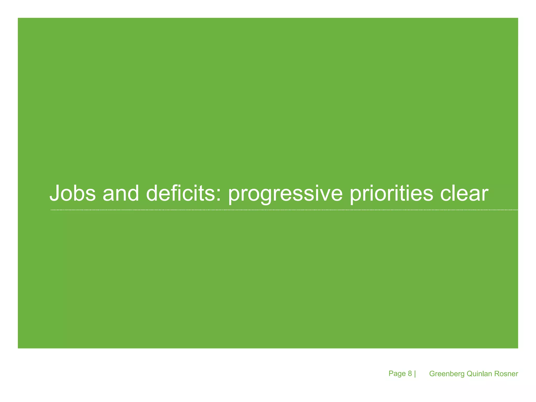 Greenberg Quinlan Rosner Page   |  Jobs and deficits: progressive priorities clear 