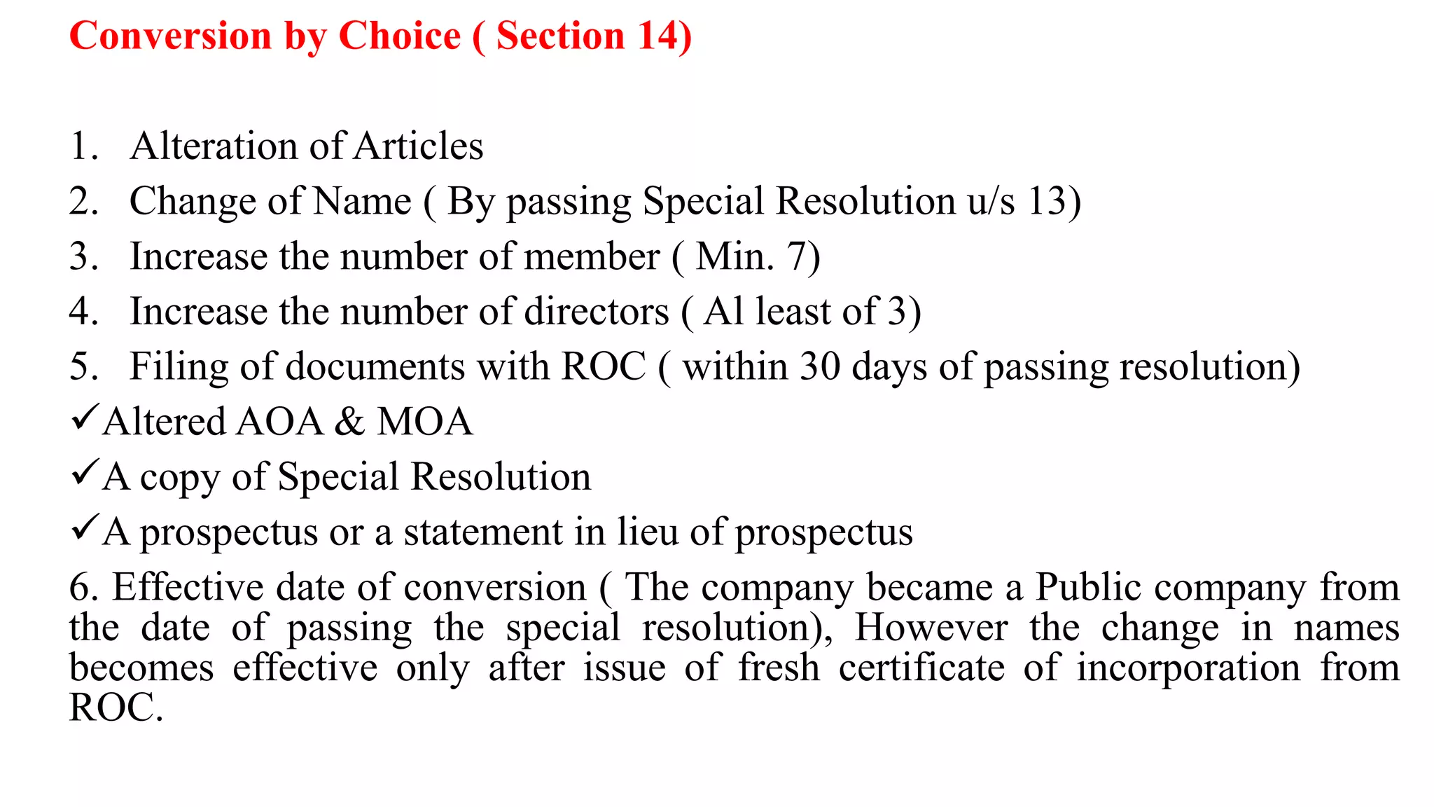 Within Incorporation Company Law: Defination , Types , Incorporation, Chages from Pvt to ...