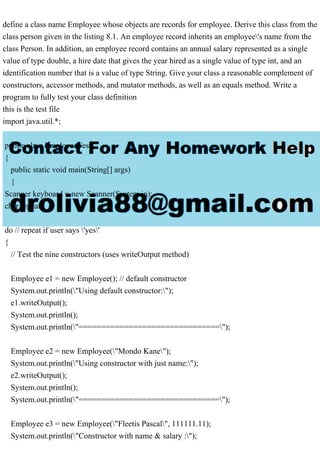 define a class name Employee whose objects are records for employee..pdf image.