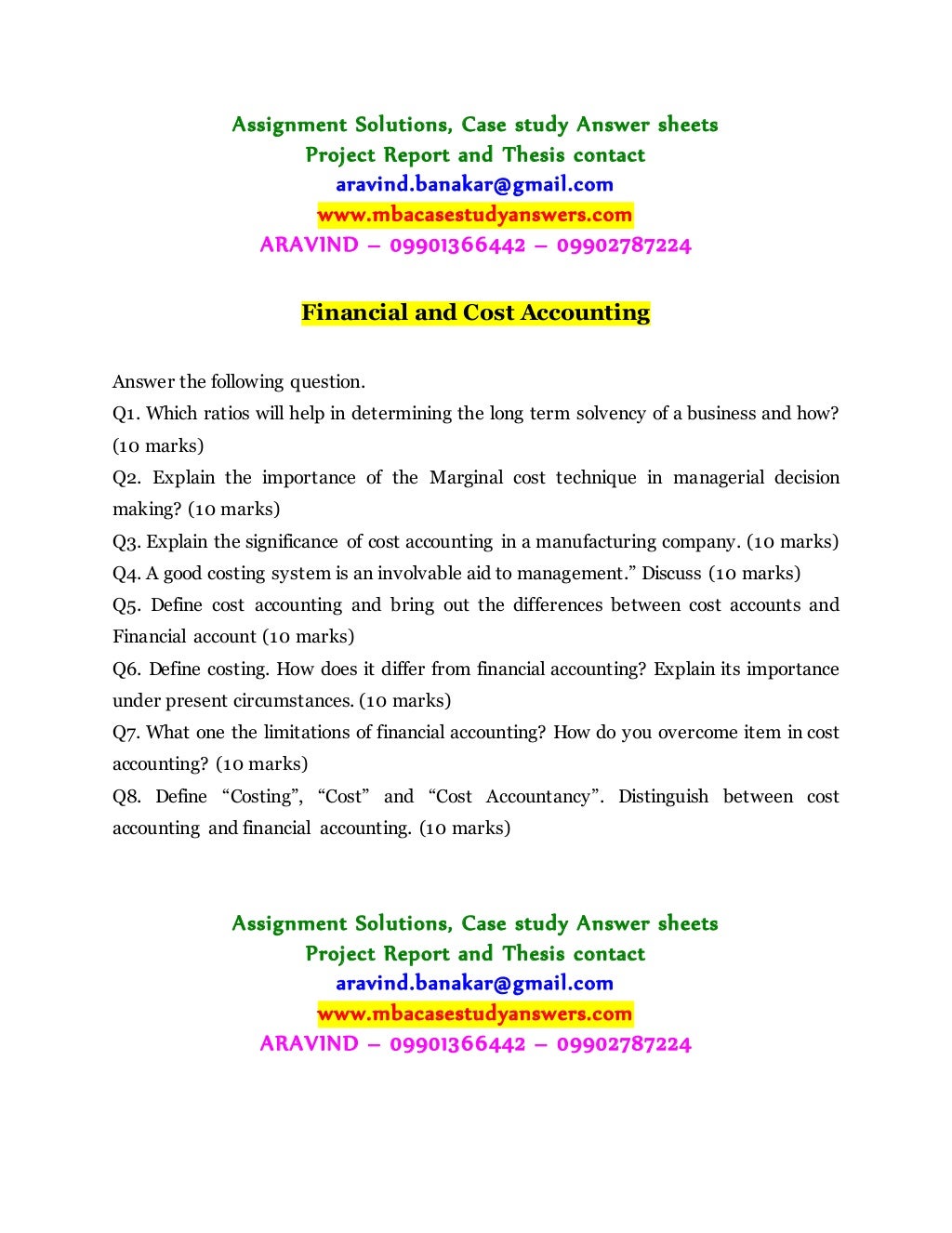 Define costing. how does it differ from financial accounting explain its importance under