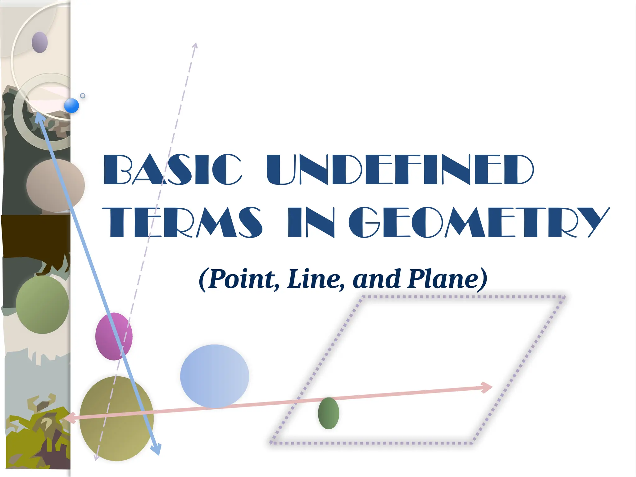 BASIC UNDEFINED
TERMS IN GEOMETRY
(Point, Line, and Plane)
 