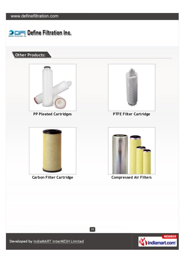 Define Filtration Inc., Ahmedabad, Filter Cartridges