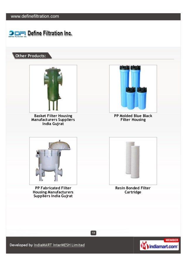 Define Filtration Inc., Ahmedabad, Filter Cartridges