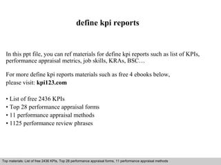 Define kpi reports