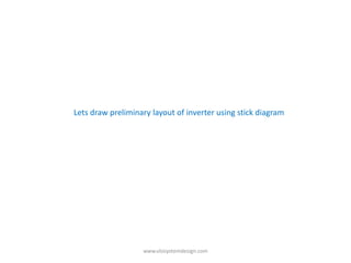Lets draw preliminary layout of inverter using stick diagram




                   www.vlsisystemdesign.com
 