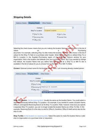 Defining Location http://gsbprogramming.blogspot.in/ Page 4 of 6
Shipping Details
Selecting the check boxes means that you...
