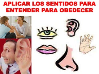 APLICAR LOS SENTIDOS PARA
ENTENDER PARA OBEDECER
 