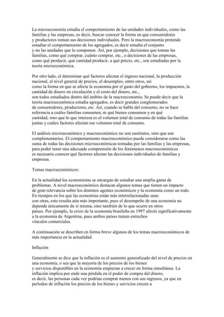 Definición de macro economía.