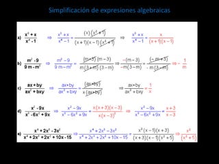 Simplificación de expresiones algebraicas
 