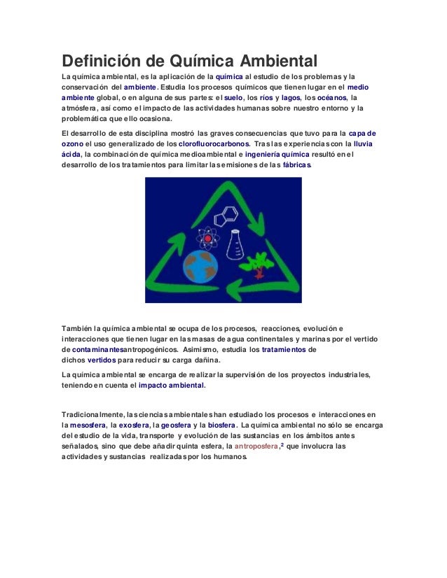 Definición de química ambiental