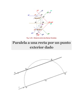 Fig. 3.69.- Distancia entre dos Rectas Paralelas
Paralela a una recta por un punto
exterior dado
 