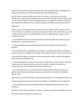 Definición y elementos personales de la comunidad educativa | DOCX